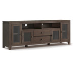 TV-Möbel aus Massivholz mit Türen aus gehärtetem Glas, 183 cm B x 44,5 cm T x 66 cm H