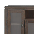 TV-Möbel aus Massivholz mit Türen aus gehärtetem Glas, 183 cm B x 44,5 cm T x 66 cm H