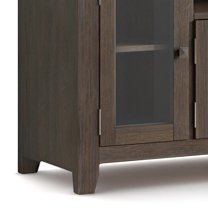 TV-Möbel aus Massivholz mit Türen aus gehärtetem Glas, 183 cm B x 44,5 cm T x 66 cm H