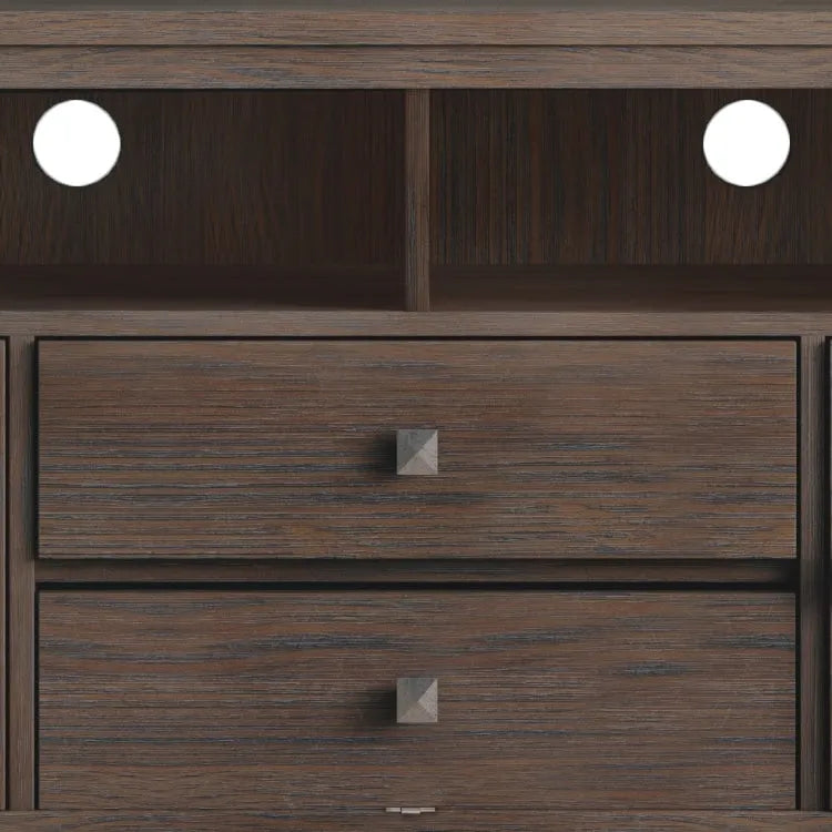 TV-Möbel aus Massivholz mit Türen aus gehärtetem Glas, 183 cm B x 44,5 cm T x 66 cm H