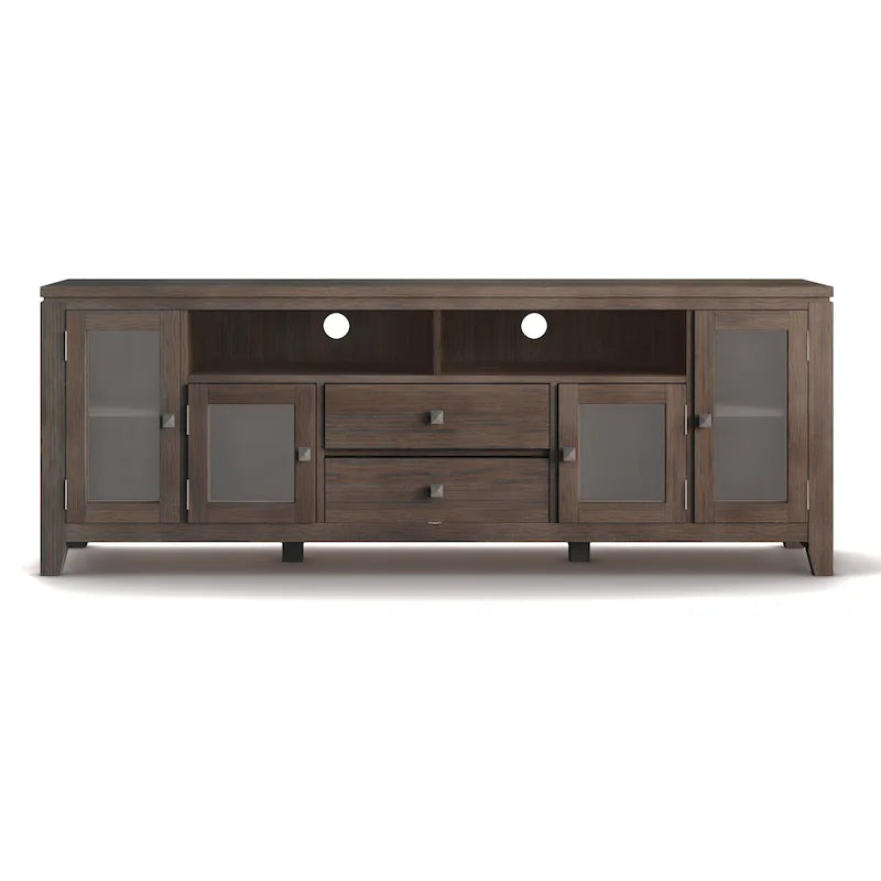 TV-Möbel aus Massivholz mit Türen aus gehärtetem Glas, 183 cm B x 44,5 cm T x 66 cm H