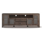 TV-Möbel aus Massivholz mit Türen aus gehärtetem Glas, 183 cm B x 44,5 cm T x 66 cm H