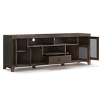TV-Möbel aus Massivholz mit Türen aus gehärtetem Glas, 183 cm B x 44,5 cm T x 66 cm H