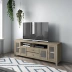 TV-Möbel aus Massivholz mit Türen aus gehärtetem Glas, 183 cm B x 44,5 cm T x 66 cm H