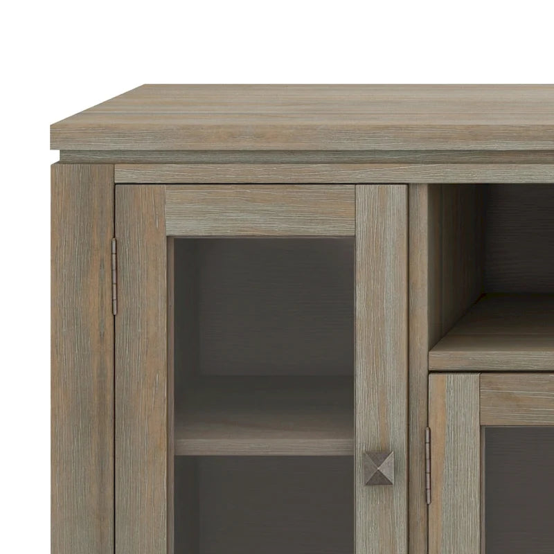 TV-Möbel aus Massivholz mit Türen aus gehärtetem Glas, 183 cm B x 44,5 cm T x 66 cm H