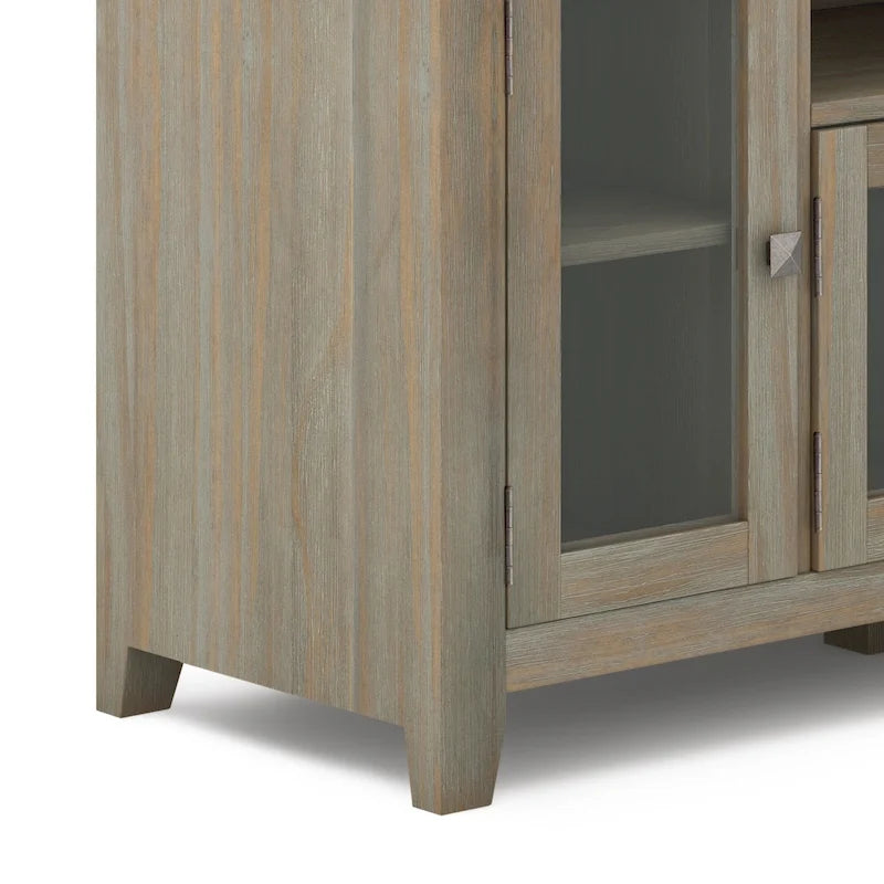 TV-Möbel aus Massivholz mit Türen aus gehärtetem Glas, 183 cm B x 44,5 cm T x 66 cm H