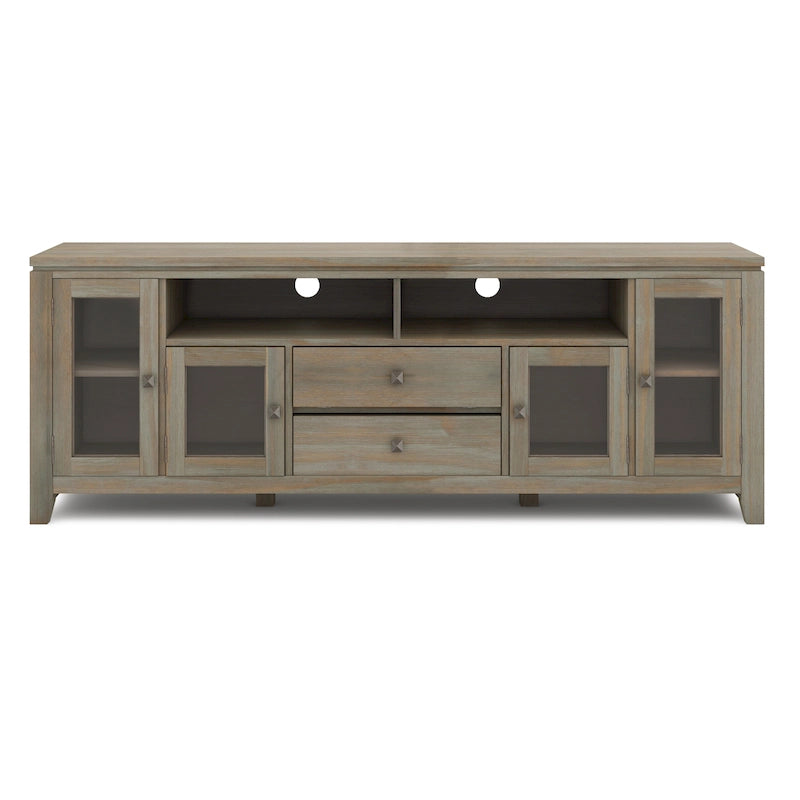 TV-Möbel aus Massivholz mit Türen aus gehärtetem Glas, 183 cm B x 44,5 cm T x 66 cm H
