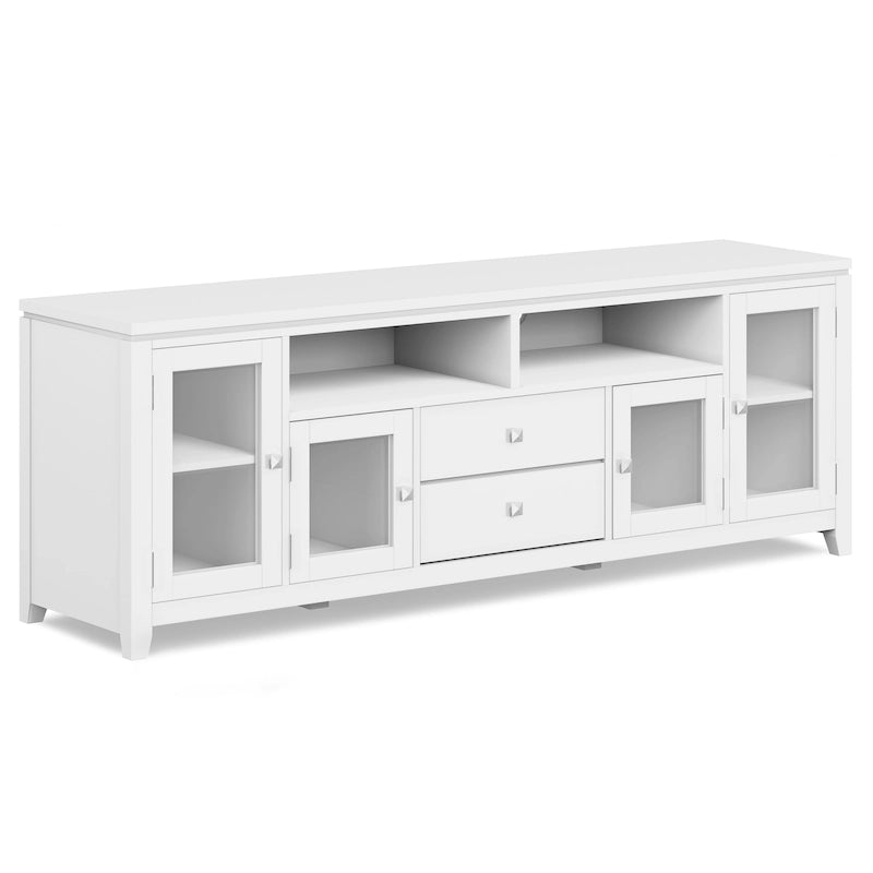 TV-Möbel aus Massivholz mit Türen aus gehärtetem Glas, 183 cm B x 44,5 cm T x 66 cm H