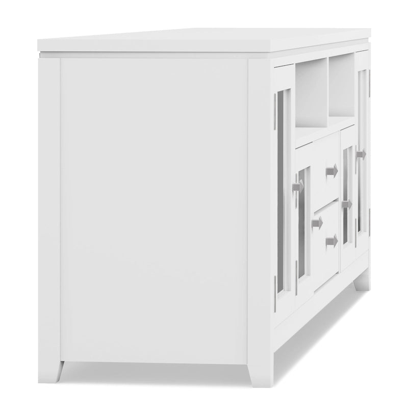 TV-Möbel aus Massivholz mit Türen aus gehärtetem Glas, 183 cm B x 44,5 cm T x 66 cm H
