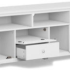 TV-Möbel aus Massivholz mit Türen aus gehärtetem Glas, 183 cm B x 44,5 cm T x 66 cm H