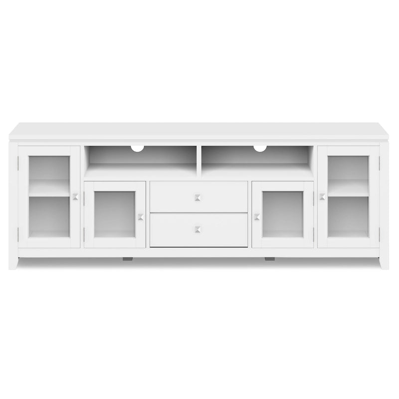 TV-Möbel aus Massivholz mit Türen aus gehärtetem Glas, 183 cm B x 44,5 cm T x 66 cm H