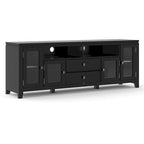 TV-Möbel aus Massivholz mit Türen aus gehärtetem Glas, 183 cm B x 44,5 cm T x 66 cm H