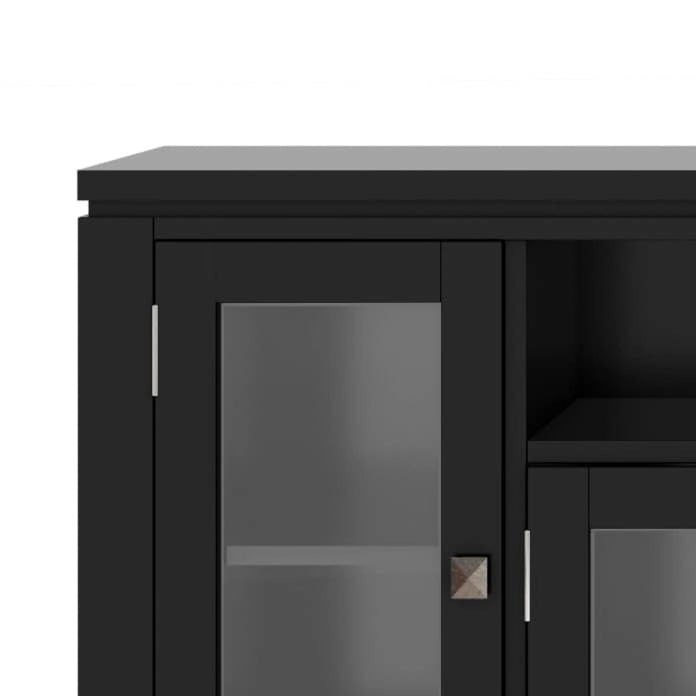TV-Möbel aus Massivholz mit Türen aus gehärtetem Glas, 183 cm B x 44,5 cm T x 66 cm H
