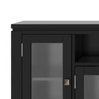 TV-Möbel aus Massivholz mit Türen aus gehärtetem Glas, 183 cm B x 44,5 cm T x 66 cm H