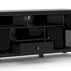 TV-Möbel aus Massivholz mit Türen aus gehärtetem Glas, 183 cm B x 44,5 cm T x 66 cm H