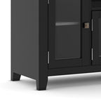 TV-Möbel aus Massivholz mit Türen aus gehärtetem Glas, 183 cm B x 44,5 cm T x 66 cm H