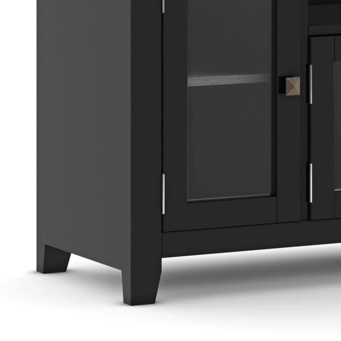 TV-Möbel aus Massivholz mit Türen aus gehärtetem Glas, 183 cm B x 44,5 cm T x 66 cm H