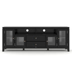 TV-Möbel aus Massivholz mit Türen aus gehärtetem Glas, 183 cm B x 44,5 cm T x 66 cm H