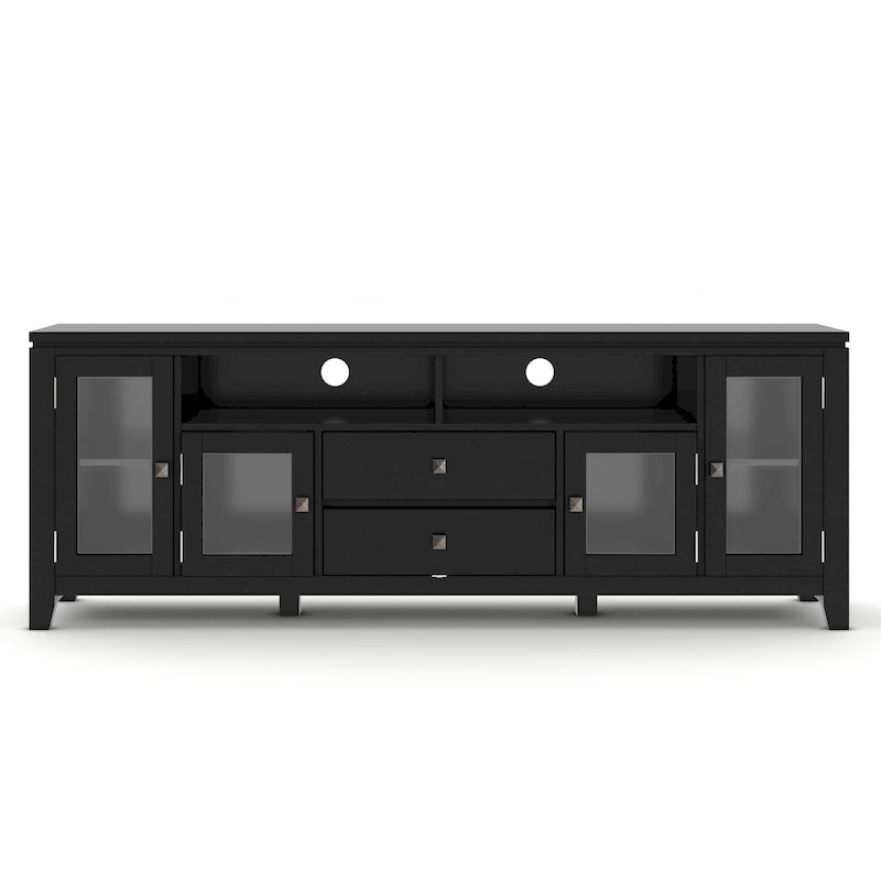 TV-Möbel aus Massivholz mit Türen aus gehärtetem Glas, 183 cm B x 44,5 cm T x 66 cm H