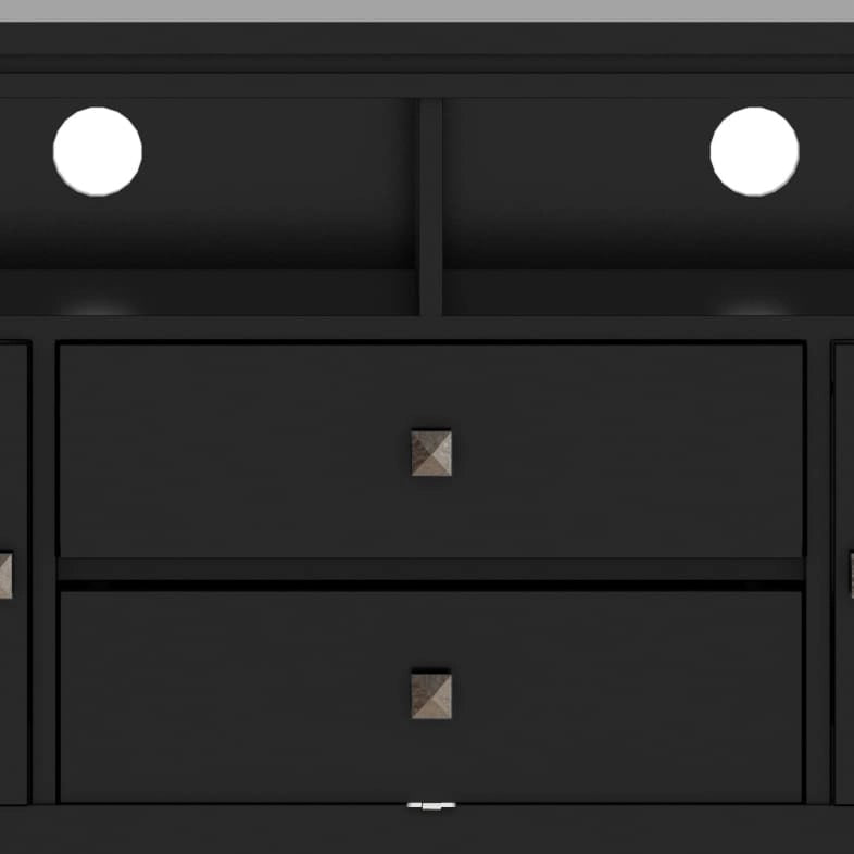 TV-Möbel aus Massivholz mit Türen aus gehärtetem Glas, 183 cm B x 44,5 cm T x 66 cm H