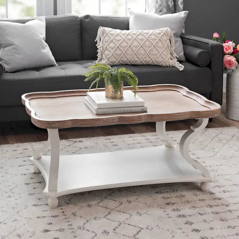 Rechteckiger Couchtisch aus MDF mit Tablettplatte und unterer Ablage