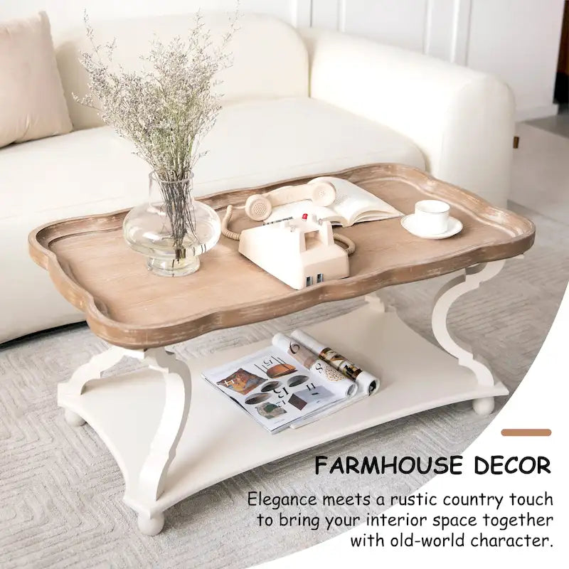 Rechteckiger Couchtisch aus MDF mit Tablettplatte und unterer Ablage
