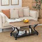 Rechteckiger Couchtisch aus MDF mit Tablettplatte und unterer Ablage