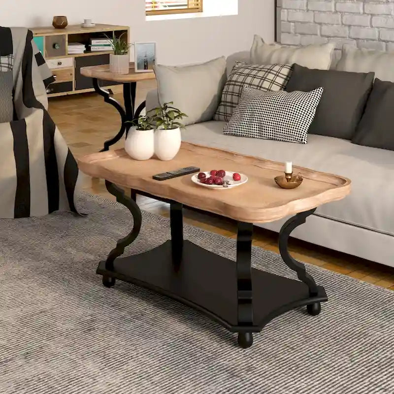 Rechteckiger Couchtisch aus MDF mit Tablettplatte und unterer Ablage