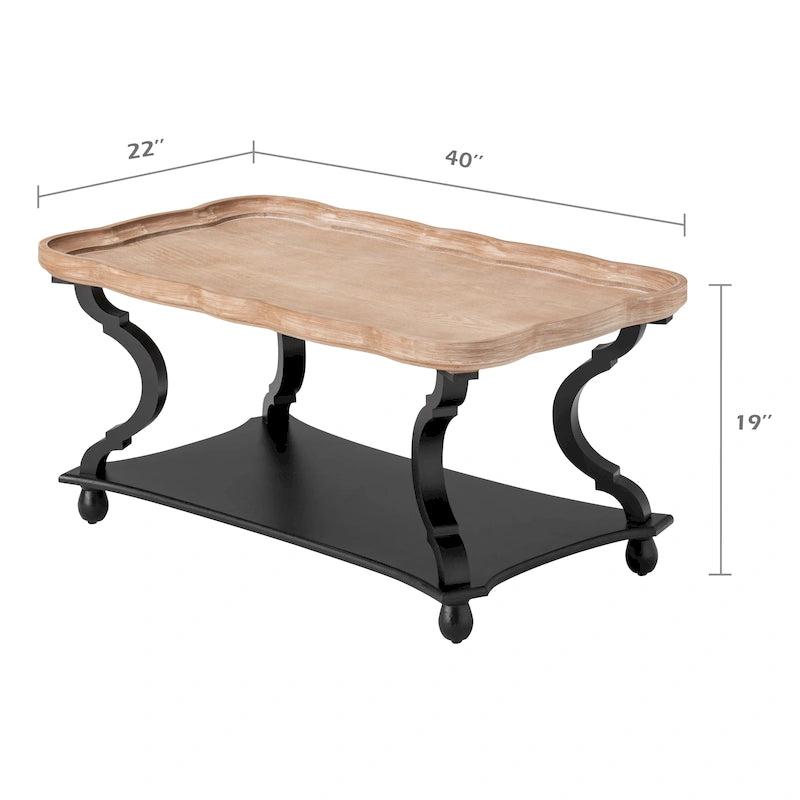 Rechteckiger Couchtisch aus MDF mit Tablettplatte und unterer Ablage