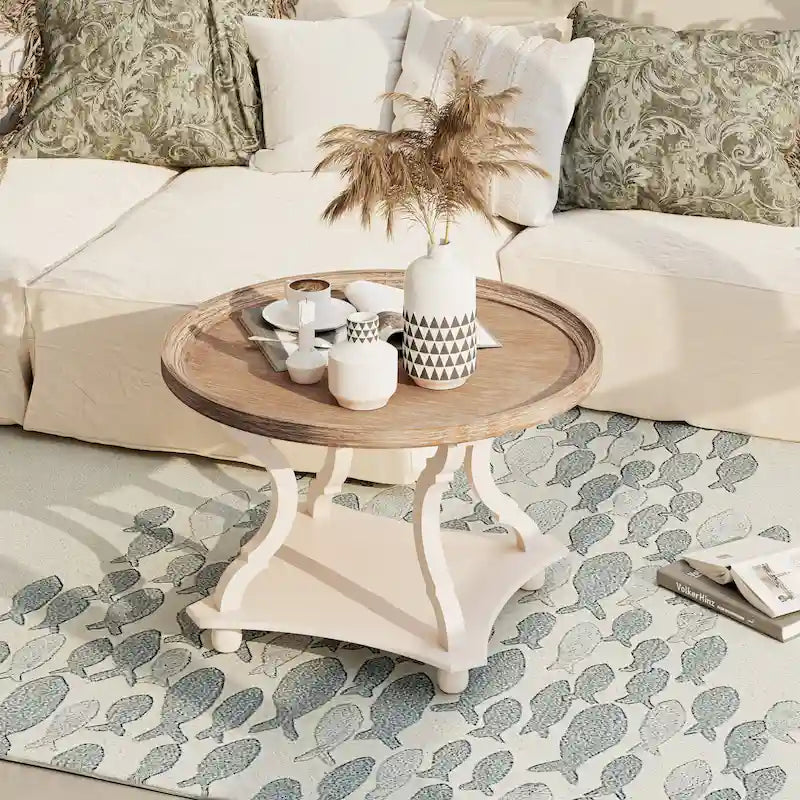 Rechteckiger Couchtisch aus MDF mit Tablettplatte und unterer Ablage