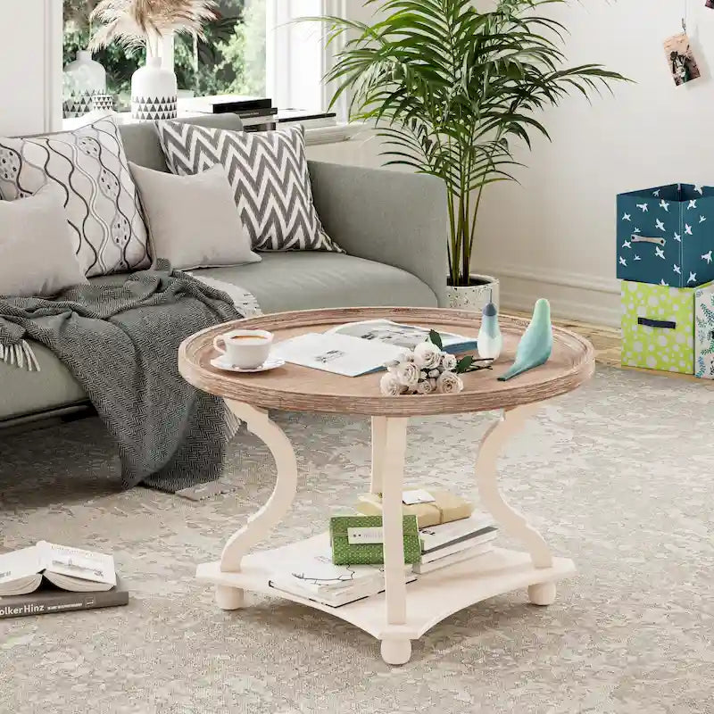 Rechteckiger Couchtisch aus MDF mit Tablettplatte und unterer Ablage