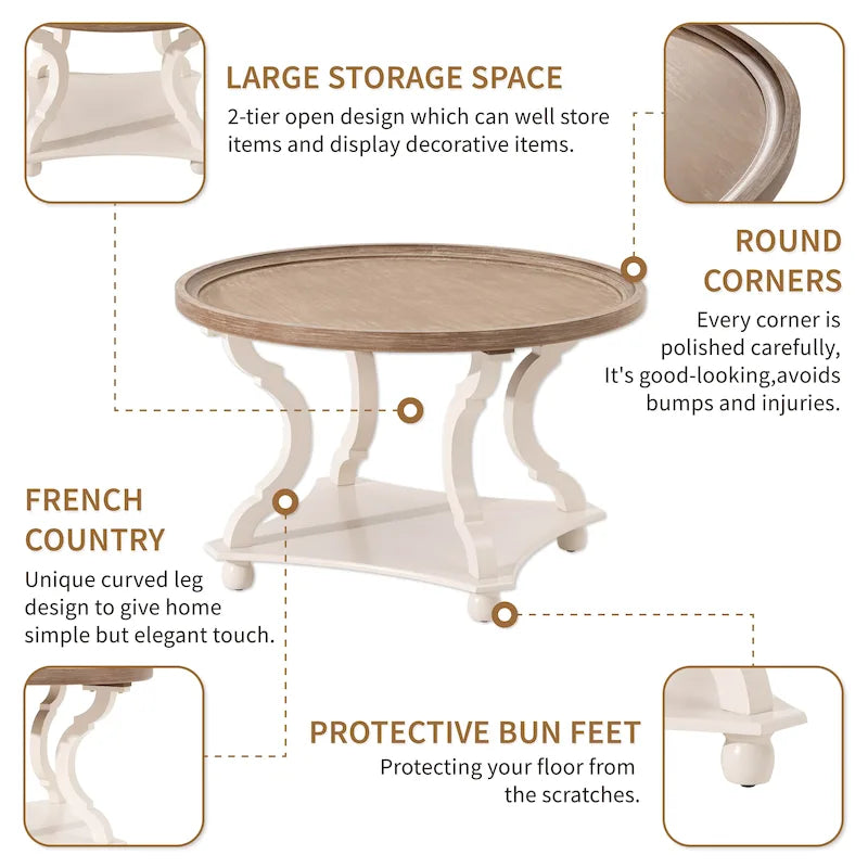 Rechteckiger Couchtisch aus MDF mit Tablettplatte und unterer Ablage