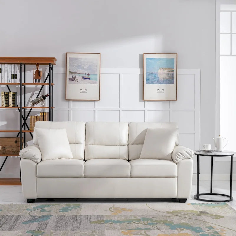 Kunstleder-Dreisitzer-Sofa mit hoher Rückenlehne und gepolsterten Armlehnen 210 cm B x 82,5 cm T x 96,5 cm H