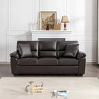 Kunstleder-Dreisitzer-Sofa mit hoher Rückenlehne und gepolsterten Armlehnen 210 cm B x 82,5 cm T x 96,5 cm H