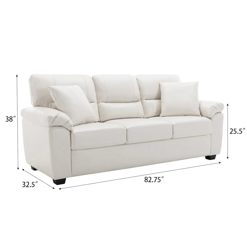 Kunstleder-Dreisitzer-Sofa mit hoher Rückenlehne und gepolsterten Armlehnen 210 cm B x 82,5 cm T x 96,5 cm H