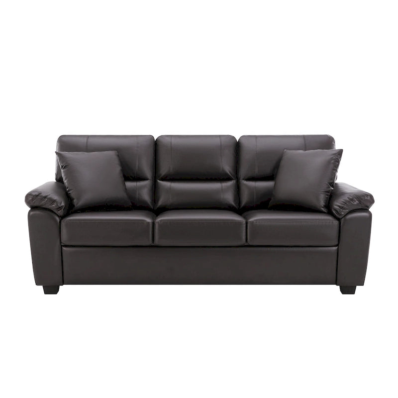 Kunstleder-Dreisitzer-Sofa mit hoher Rückenlehne und gepolsterten Armlehnen 210 cm B x 82,5 cm T x 96,5 cm H