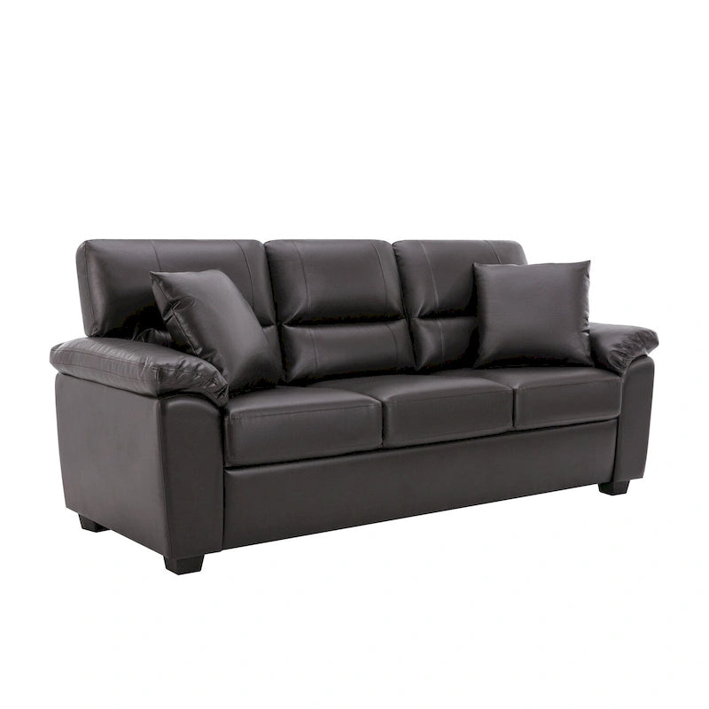 Kunstleder-Dreisitzer-Sofa mit hoher Rückenlehne und gepolsterten Armlehnen 210 cm B x 82,5 cm T x 96,5 cm H