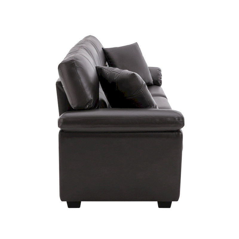 Kunstleder-Dreisitzer-Sofa mit hoher Rückenlehne und gepolsterten Armlehnen 210 cm B x 82,5 cm T x 96,5 cm H
