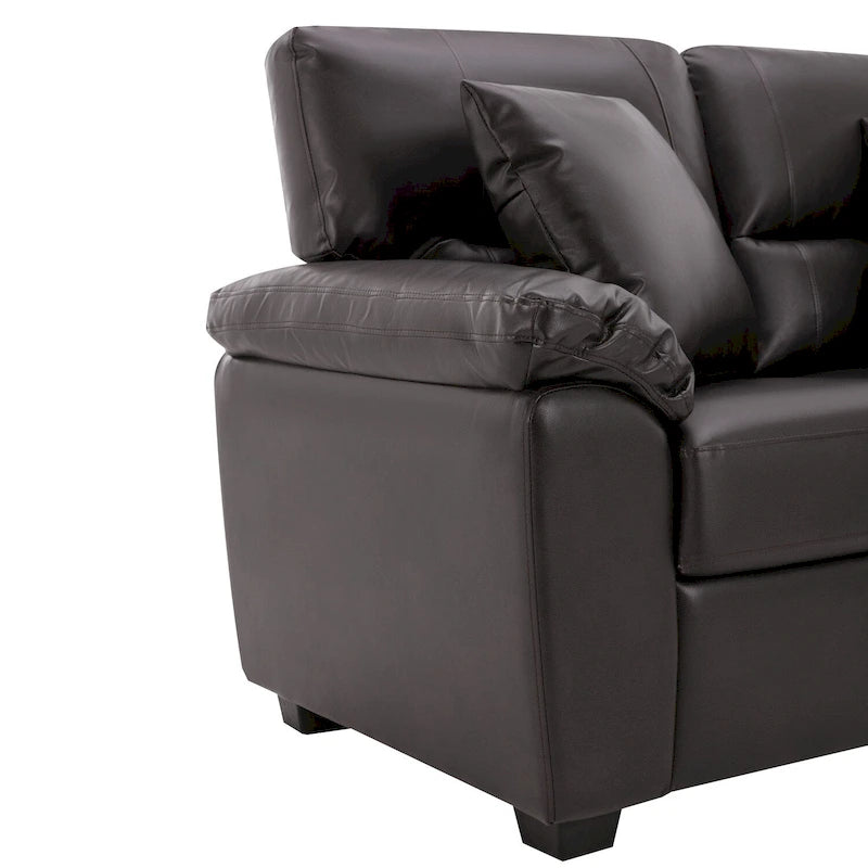 Kunstleder-Dreisitzer-Sofa mit hoher Rückenlehne und gepolsterten Armlehnen 210 cm B x 82,5 cm T x 96,5 cm H