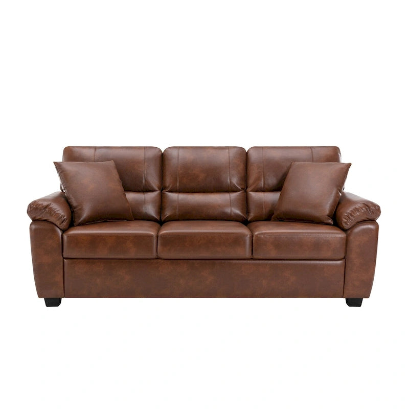 Kunstleder-Dreisitzer-Sofa mit hoher Rückenlehne und gepolsterten Armlehnen 210 cm B x 82,5 cm T x 96,5 cm H