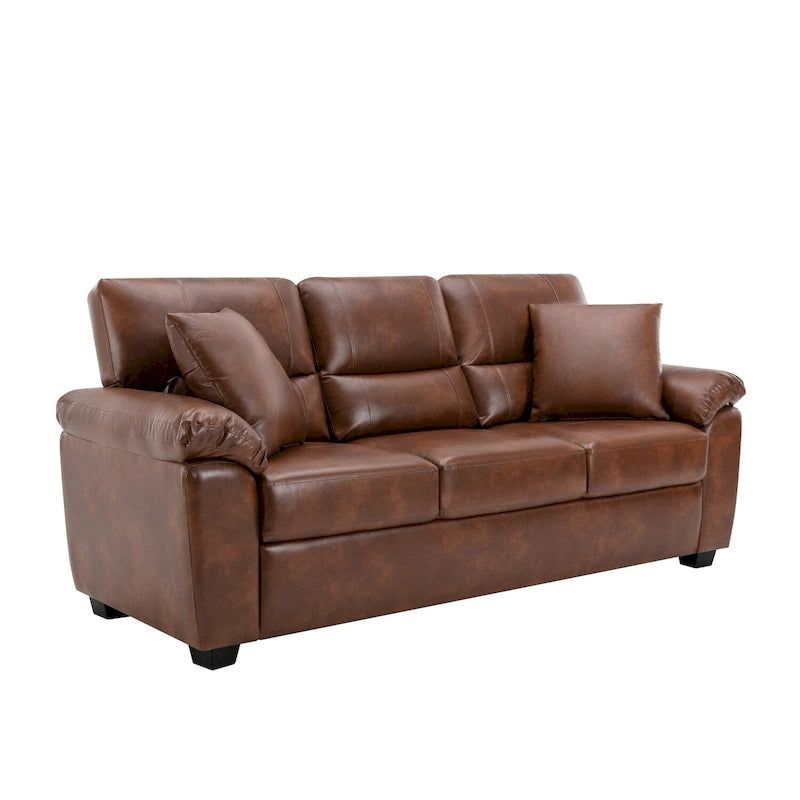 Kunstleder-Dreisitzer-Sofa mit hoher Rückenlehne und gepolsterten Armlehnen 210 cm B x 82,5 cm T x 96,5 cm H