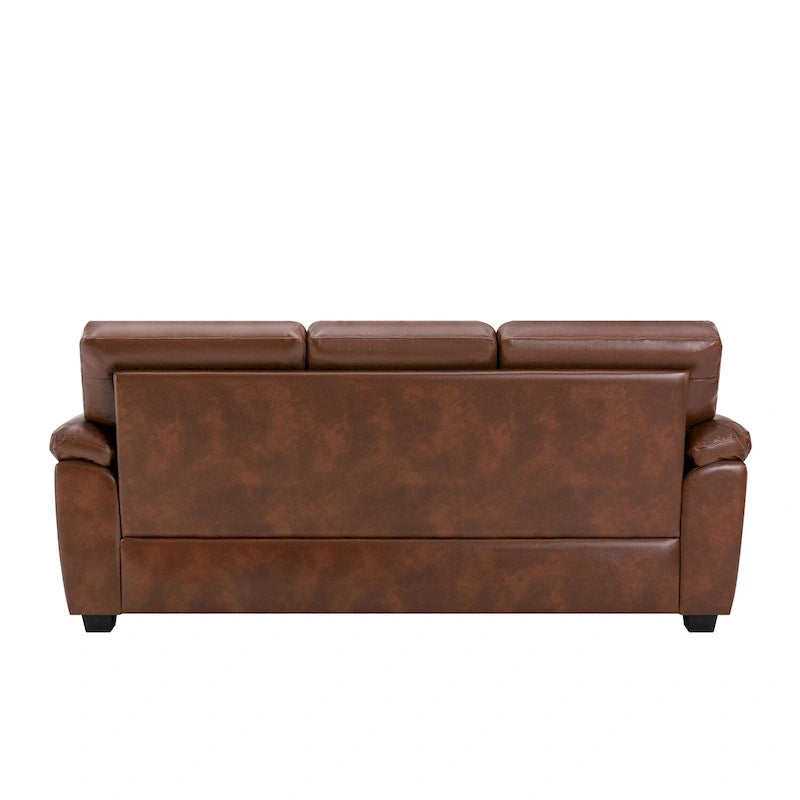 Kunstleder-Dreisitzer-Sofa mit hoher Rückenlehne und gepolsterten Armlehnen 210 cm B x 82,5 cm T x 96,5 cm H