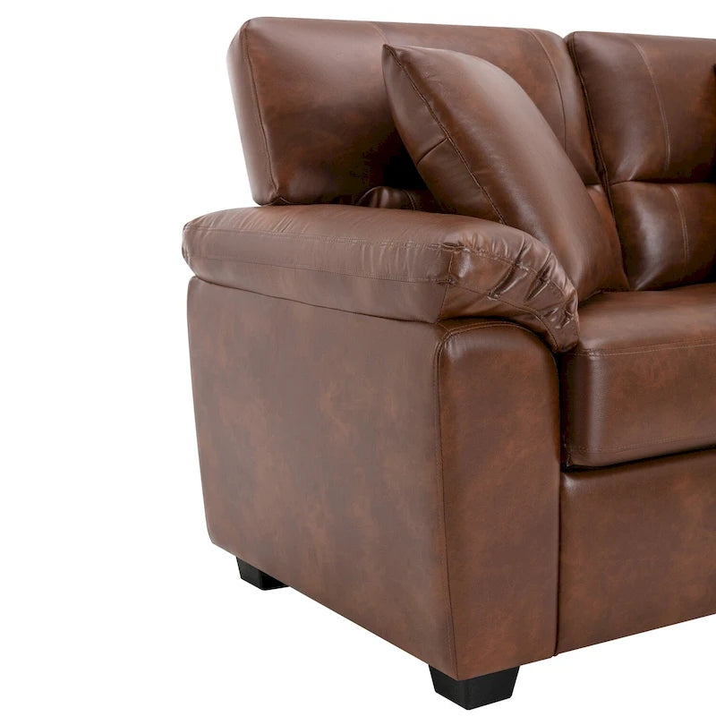 Kunstleder-Dreisitzer-Sofa mit hoher Rückenlehne und gepolsterten Armlehnen 210 cm B x 82,5 cm T x 96,5 cm H