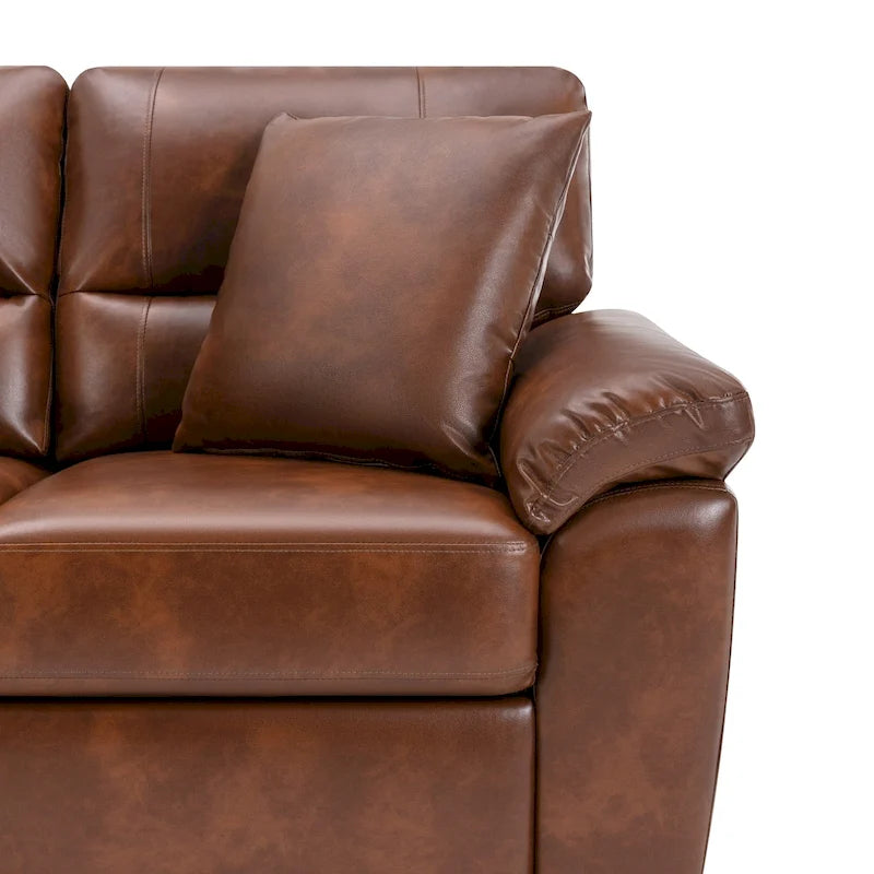 Kunstleder-Dreisitzer-Sofa mit hoher Rückenlehne und gepolsterten Armlehnen 210 cm B x 82,5 cm T x 96,5 cm H
