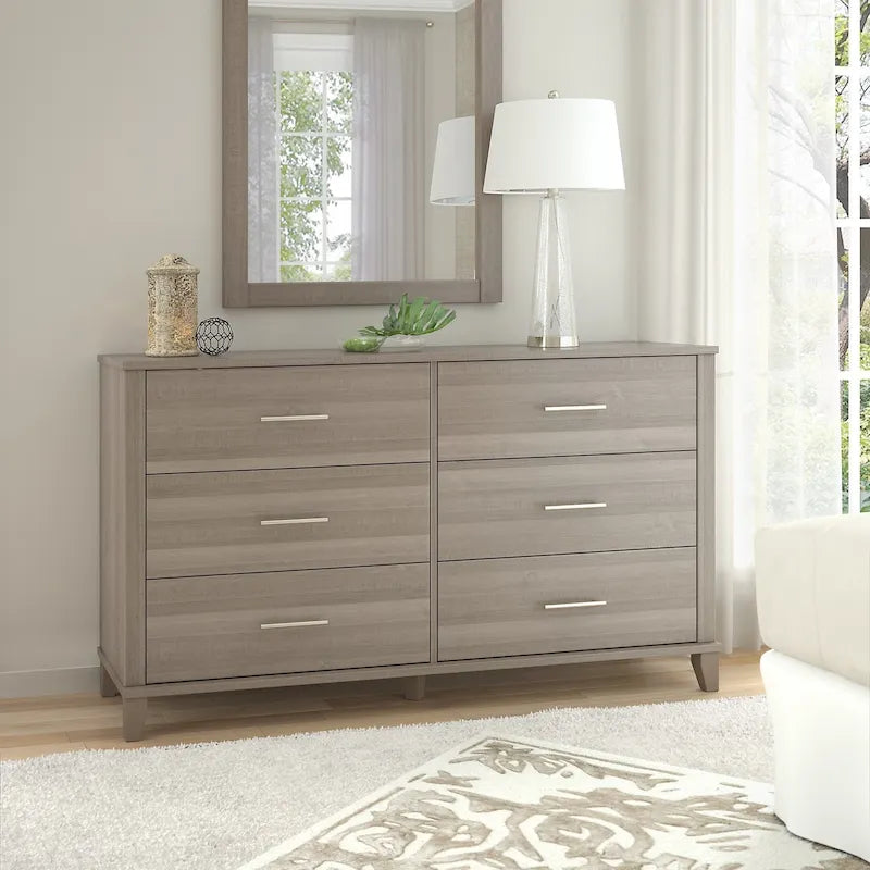 Kommode, MDF & Laminat, 6 Schubladen mit kugelgelagerten Auszügen, 150,6 cm B x 41,9 cm T x 85,9 cm H