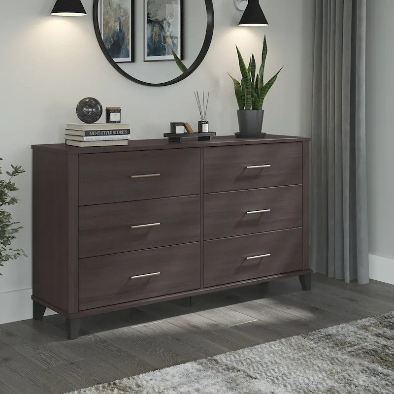 Kommode, MDF & Laminat, 6 Schubladen mit kugelgelagerten Auszügen, 150,6 cm B x 41,9 cm T x 85,9 cm H