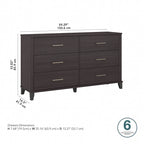 Kommode, MDF & Laminat, 6 Schubladen mit kugelgelagerten Auszügen, 150,6 cm B x 41,9 cm T x 85,9 cm H