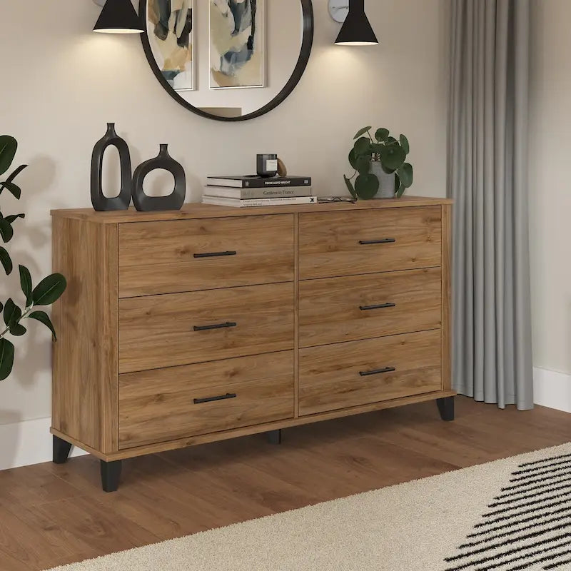 Kommode, MDF & Laminat, 6 Schubladen mit kugelgelagerten Auszügen, 150,6 cm B x 41,9 cm T x 85,9 cm H