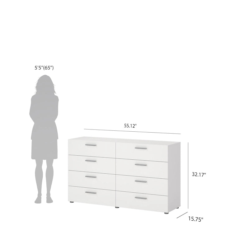 Doppelte Kommode aus Holzwerkstoff mit 8 Schubladen 140 cm B x 40 cm T x 81,7 cm H