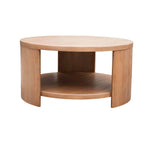 Runder Couchtisch aus Kautschukholzfurnier mit fester Ablage, 91,4 cm Durchmesser x 45,7 cm H